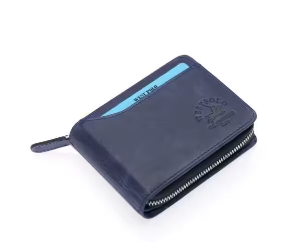 Portefeuille porte-cartes vintage Westpolo en cuir véritable Crazy Tumbled Leather (545C)