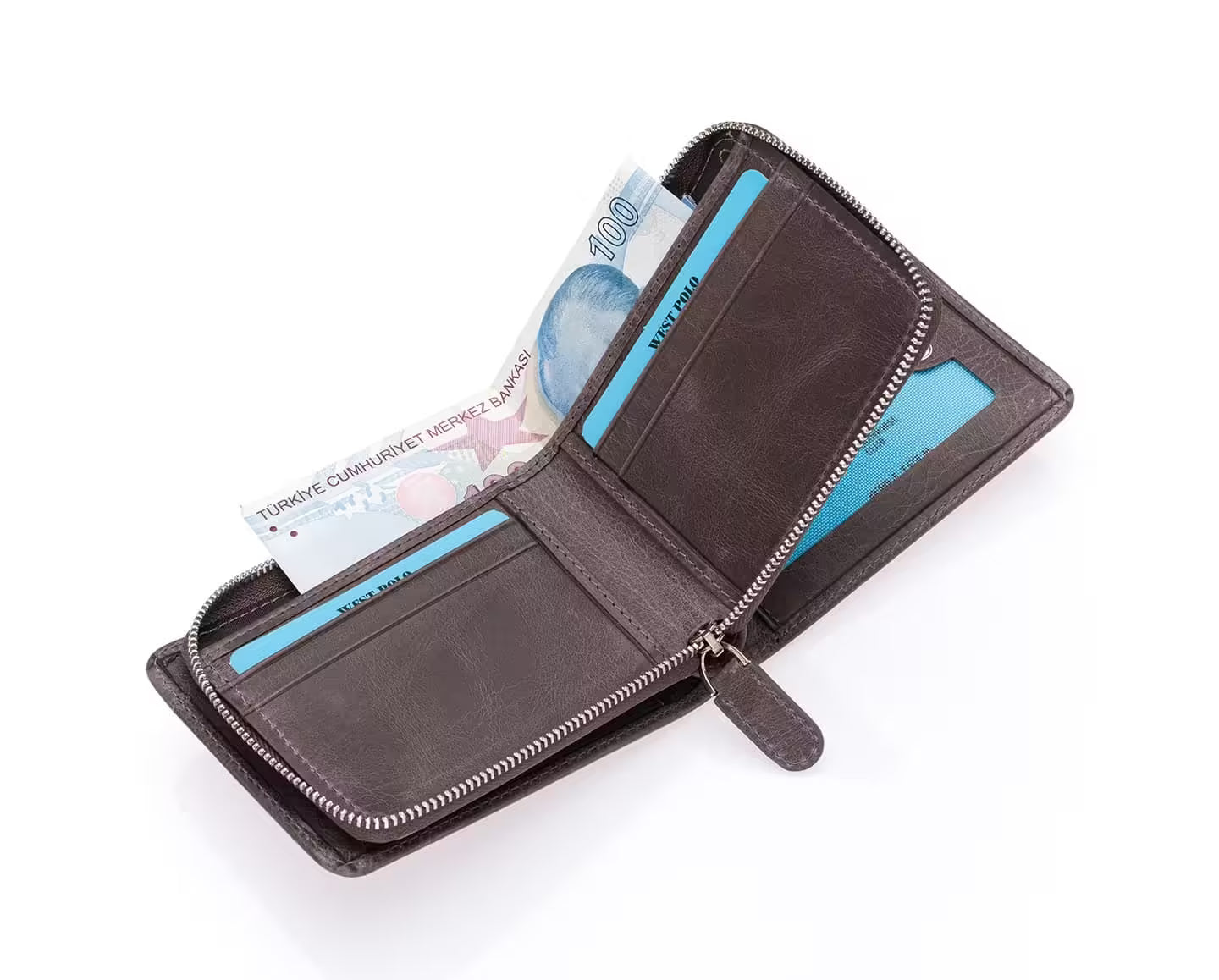 Portefeuille porte-cartes vintage Westpolo en cuir véritable Crazy Tumbled Leather (545C)