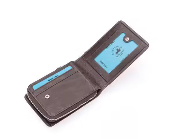 Portefeuille porte-cartes vintage Westpolo en cuir véritable Crazy Tumbled Leather (545C)