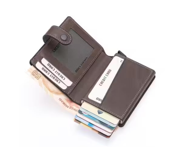 Westpolo Grimm Coin and Card Holder Unisex Crazy Old Genuine Leather Mechanism Card Holder (5580C)