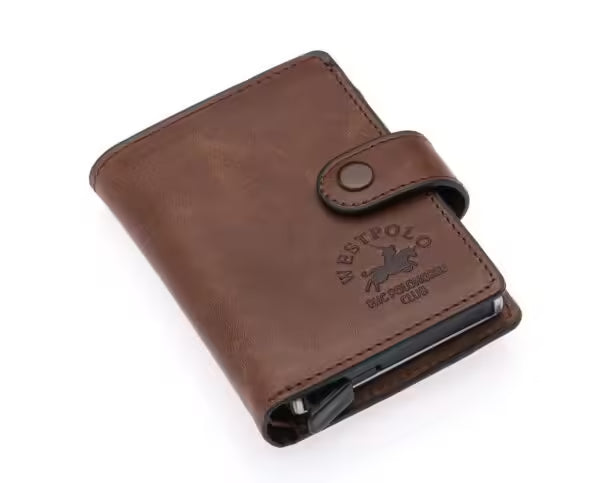Westpolo Grimm Coin and Card Holder Unisex Crazy Old Genuine Leather Mechanism Card Holder (5580C)