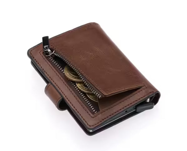 Westpolo Grimm Coin and Card Holder Unisex Crazy Old Genuine Leather Mechanism Card Holder (5580C)