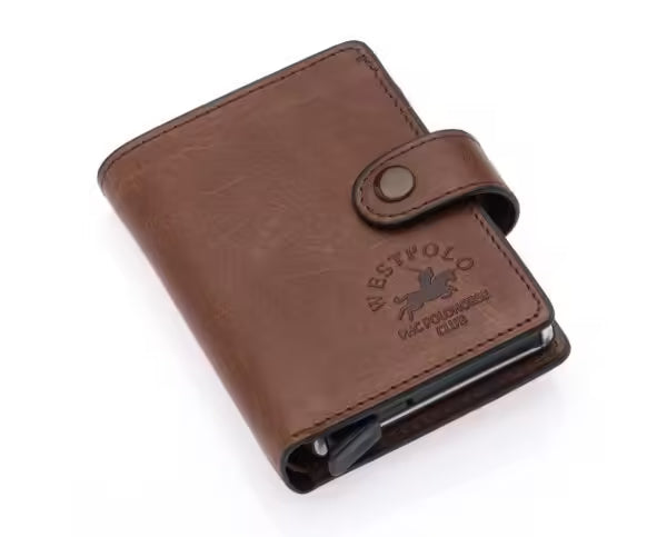Westpolo Grimm Coin and Card Holder Unisex Crazy Old Genuine Leather Mechanism Card Holder (5580C)