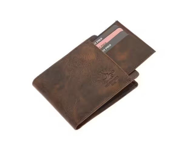 Westpolo Harvey Genuine Tumbled Leather Men's Vintage Wallet Card Holder with Hidden Card Holder (1619C)