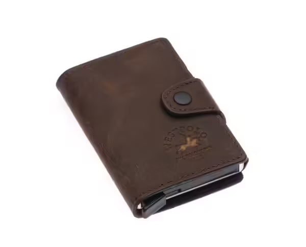 Westpolo Jaden Unisex Crazy Tumbled Genuine Leather Mechanism Card Holder (5510C)