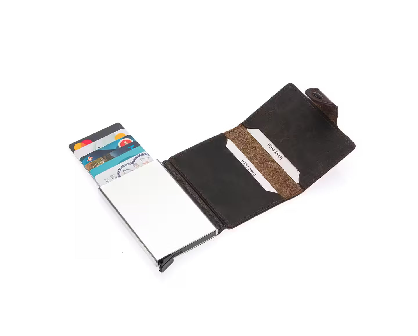 Westpolo Jaden Unisex Crazy Tumbled Genuine Leather Mechanism Card Holder (5510C)