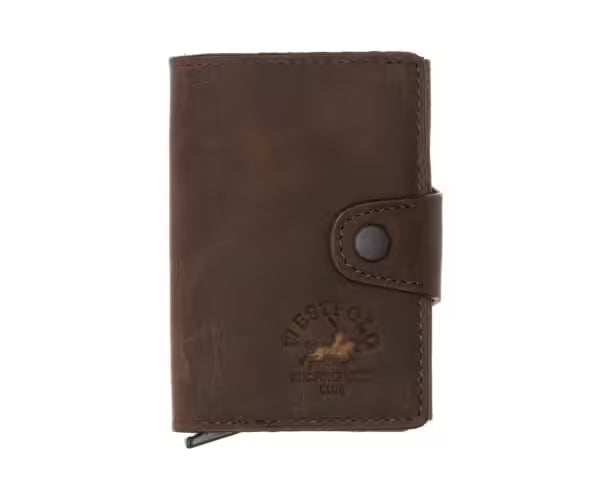 Westpolo Jaden Unisex Crazy Tumbled Genuine Leather Mechanism Card Holder (5510C)
