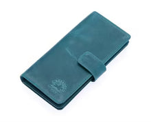 Portefeuille long unisexe Westpolo Lime en cuir véritable grainé avec compartiment pour téléphone (2746C)