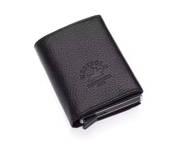 Westpolo Mries Unisex Genuine Guti Leather Mechanism Wallet Card Holder (5540)