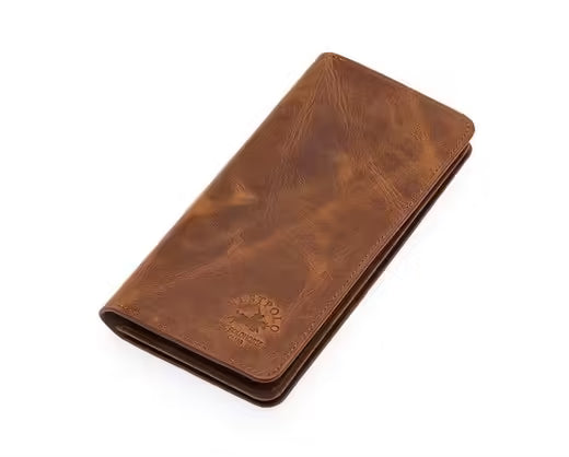 Westpolo Olympus Genuine Tumbled Leather Unisex Vintage Wallet Card Holder with Phone Compartment (2727C)