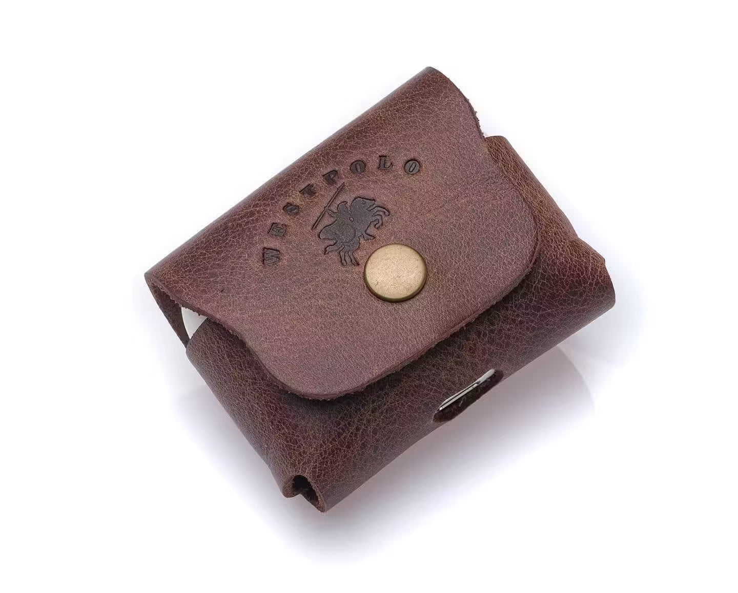 Étui de protection Westpolo Poine en cuir véritable pour AirPods Pro - Marron