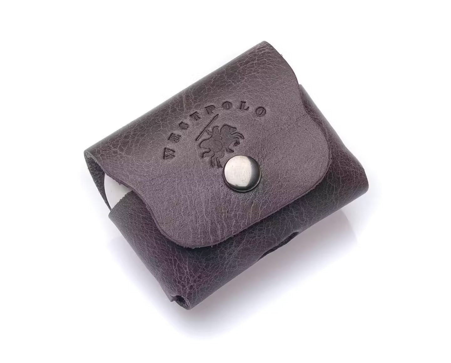 Étui de protection Westpolo Poine en cuir véritable pour AirPods Pro - Gris