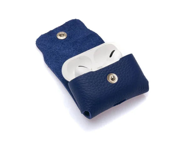 westpolo poine genuine leather apple airpods pro protection case – blue gallery img 1