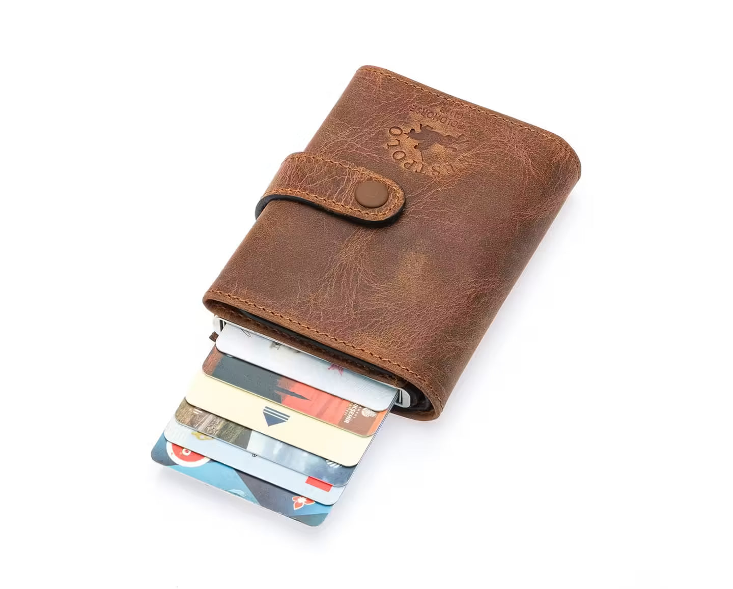 Westpolo Robin Genuine Tumbled Leather Unisex Vintage Mechanism Wallet (5790)
