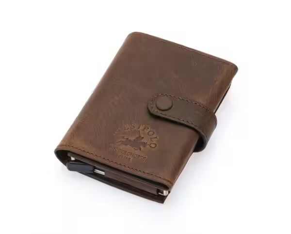Westpolo Robin Genuine Tumbled Leather Unisex Vintage Mechanism Wallet (5790)