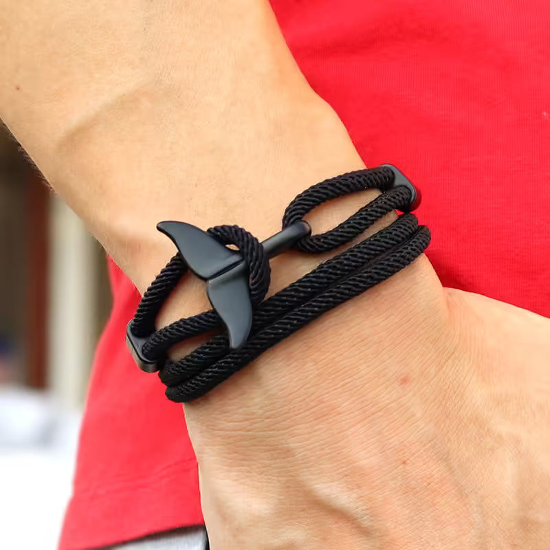 Bracelet unisexe en corde viking à queue de baleine (EGBT266)