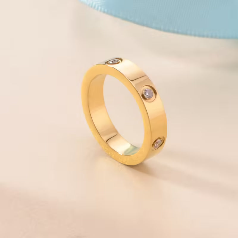 Bague femme en acier inoxydable avec zircon (EGR051)