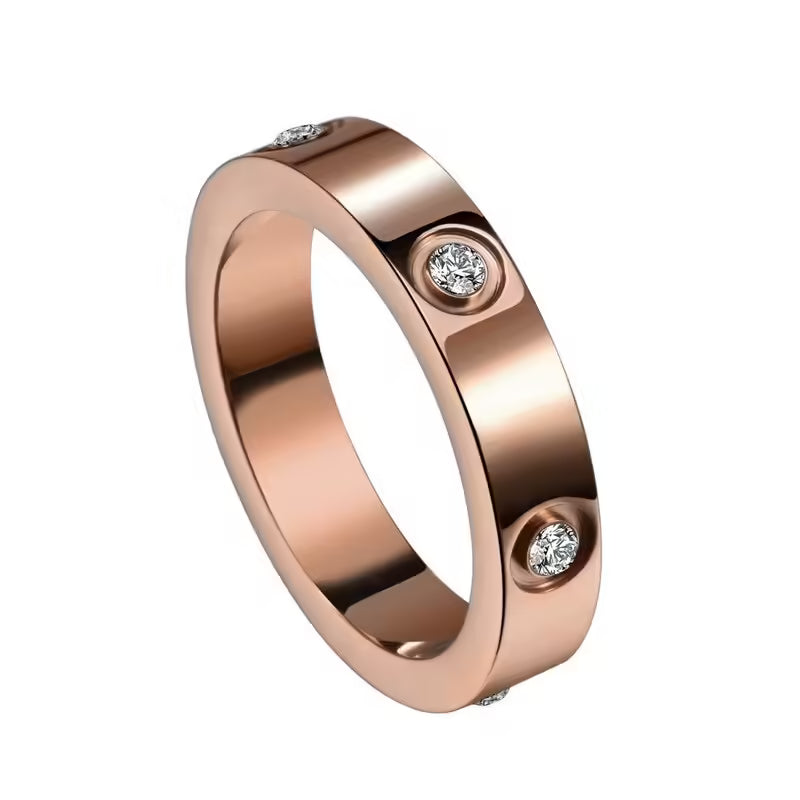 Bague femme en acier inoxydable avec zircon (EGR051)