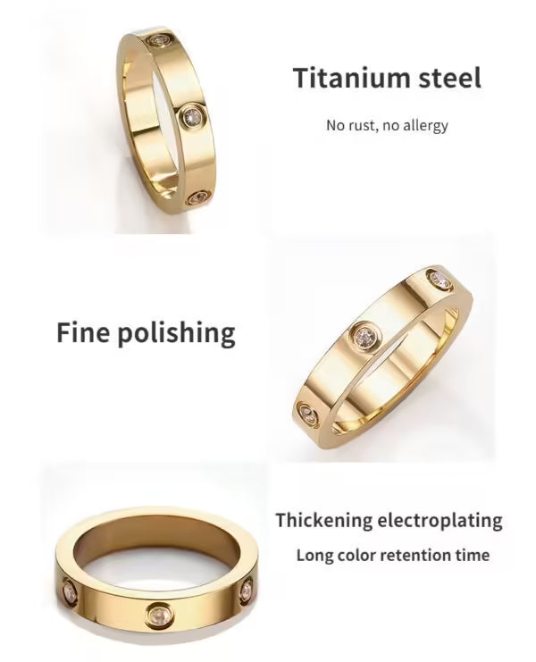 Bague femme en acier inoxydable avec zircon (EGR051)