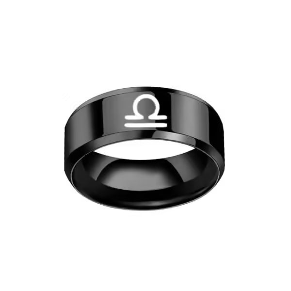 Zodiac Unisex Stainless Steel Black Ring(EGR028)