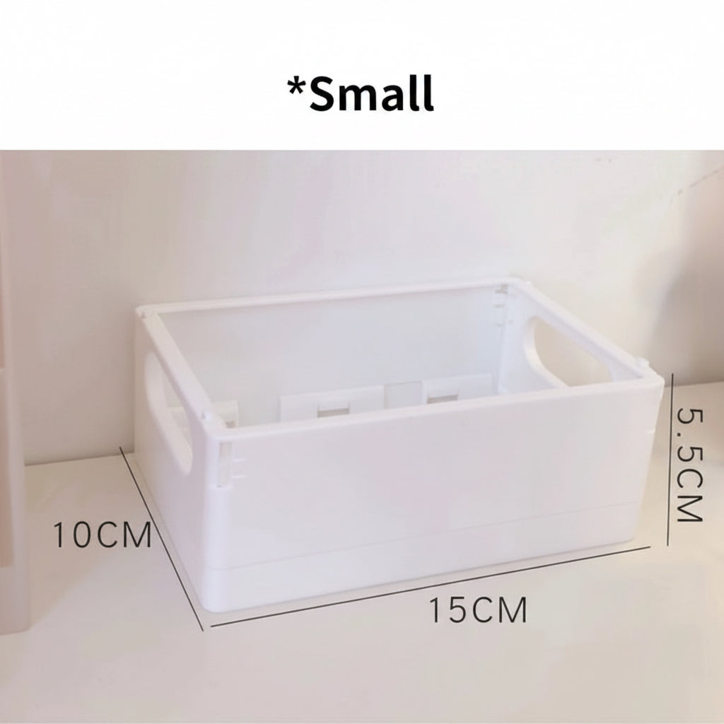 Stackable Folding Storage Bins with Lids – Collapsible Double-Door Cabinet Organizer with Wheels – Multi-Purpose Plastic Toy Box & Desktop Stationery Container for Home, Office, and Nursery