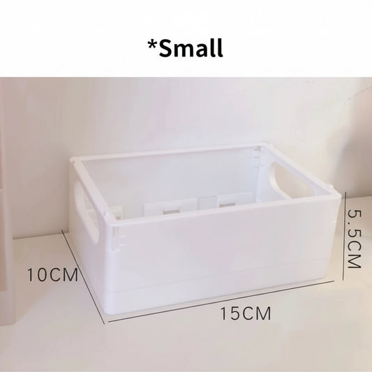 Stackable Folding Storage Bins with Lids – Collapsible Double-Door Cabinet Organizer with Wheels – Multi-Purpose Plastic Toy Box & Desktop Stationery Container for Home, Office, and Nursery