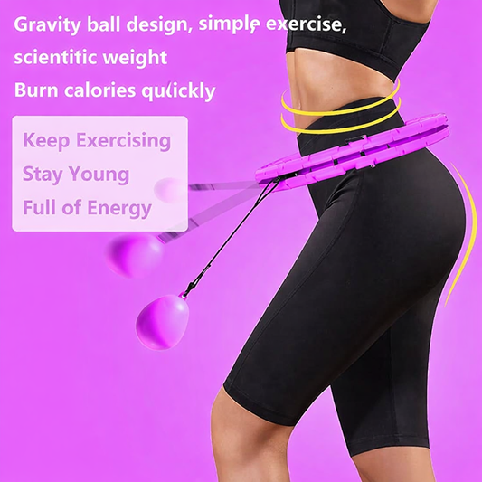 Smart Weighted Hula Hoop 24 Knots – Adjustable 360° Massage Waist Trainer for Adults & Kids (2-in-1 Fitness Hoop, Purple)