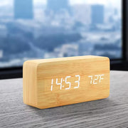 Réveil numérique en bois avec affichage LED – Horloge de bureau avec température pour le bureau et la table de chevet