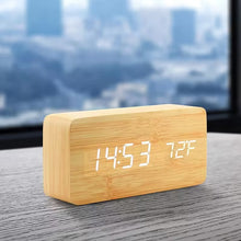 Réveil numérique en bois avec affichage LED – Horloge de bureau avec température pour le bureau et la table de chevet