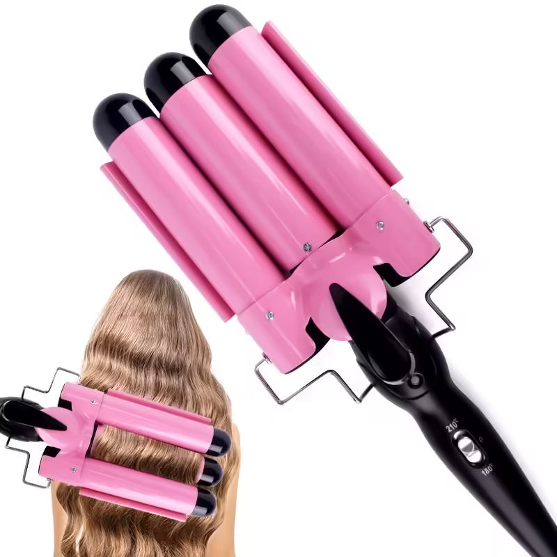 Professional Ceramic Triple Barrel Hair Curling Iron - Hair Wave Waver Styling Tools Hair Styler Wand