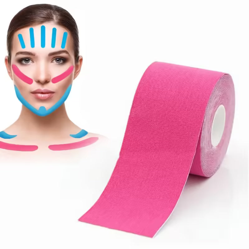 Bande de kinésiologie 2,5 cm x 5 m pour le visage, le cou et les yeux - Effet liftant et anti-rides - Outil de soin du visage 
