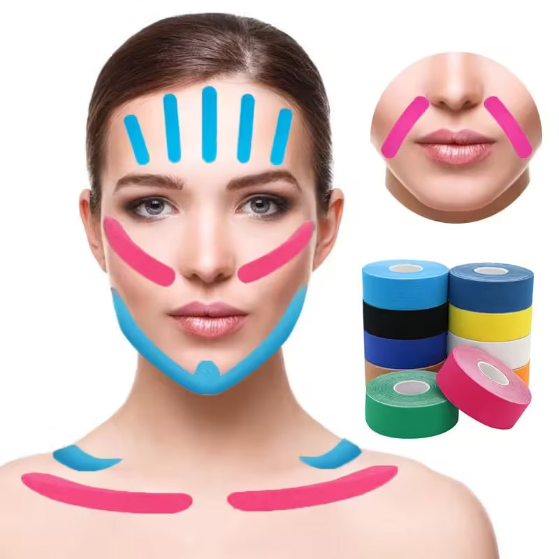 2.5CM*5M Kinesiology Tape for Face V Line Neck Eyes - Lifting Wrinkle Remover Sticker Tape - Face Skin Care Tool
