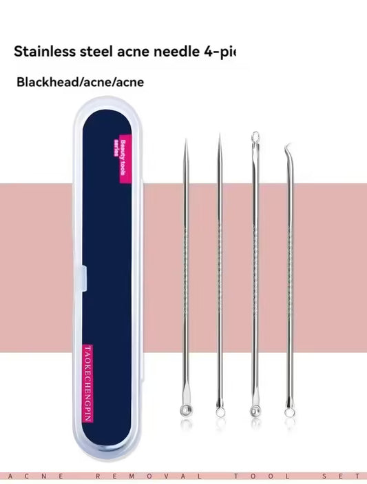 4PCS Acne Blackhead Comedone Remover Kit - Skin Care Tool for Women - Beauty Acne Treatment Pore Cleanser