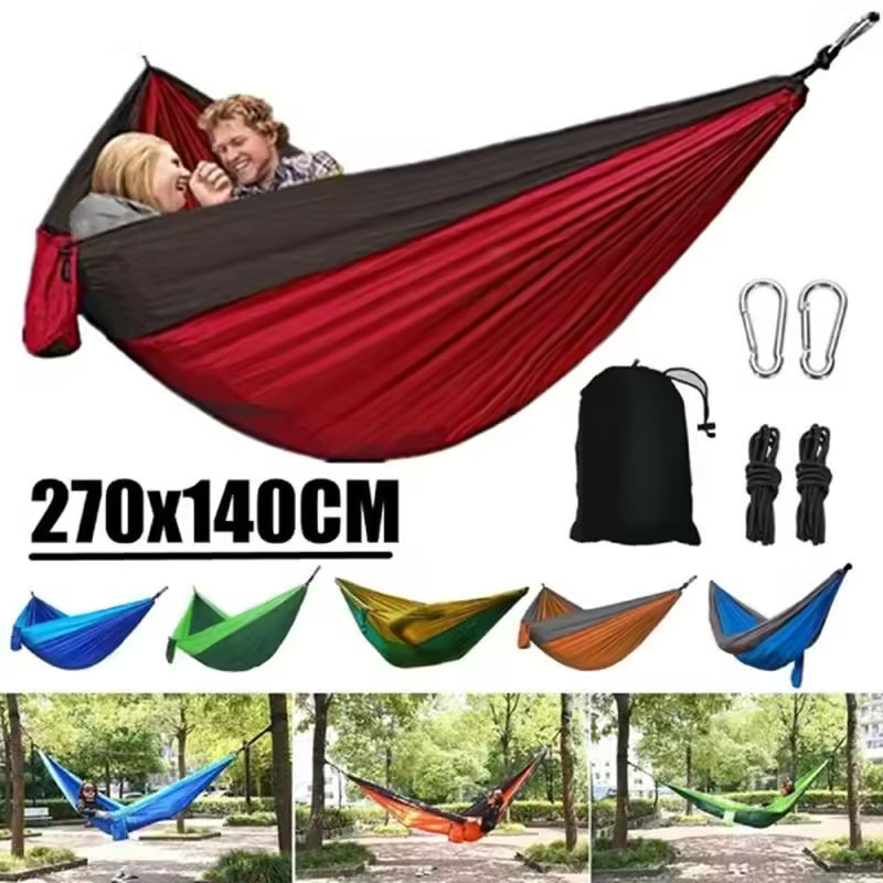 Adventure-Ready Portable Camping Hammock - High Strength Parachute Fabric, Nylon Color Matching, Single Person Hanging Bed