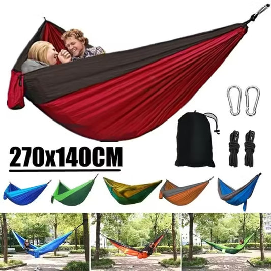 Adventure-Ready Portable Camping Hammock - High Strength Parachute Fabric, Nylon Color Matching, Single Person Hanging Bed