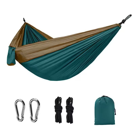 Adventure-Ready Portable Camping Hammock - High Strength Parachute Fabric, Nylon Color Matching, Single Person Hanging Bed