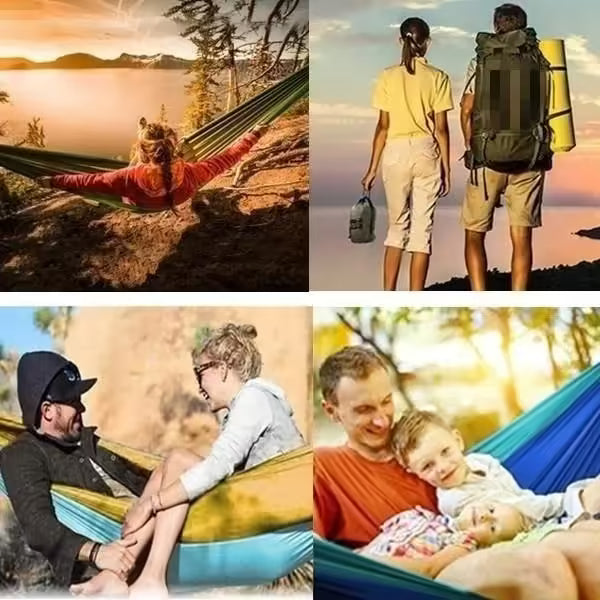 Adventure-Ready Portable Camping Hammock - High Strength Parachute Fabric, Nylon Color Matching, Single Person Hanging Bed