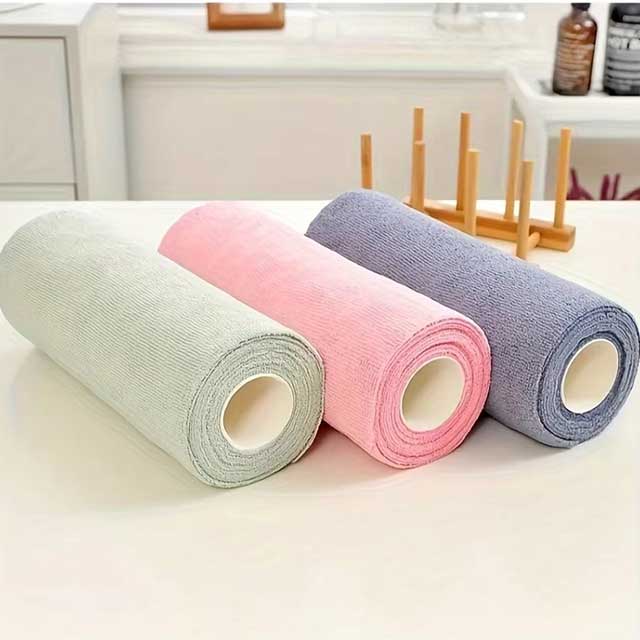 1 Roll Kitchen Dishwashing Towel – Absorbent & Dust-Free Cleaning Cloth for Home & Car