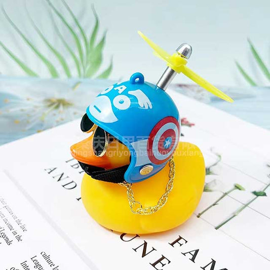 1 Set Car & Bicycle Helmet Duck Accessory – Wind-Breaking Little Yellow Duck with Propeller | Cute Riding Decoration Pendant