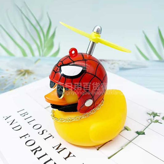 1 Set Car & Bicycle Helmet Duck Accessory – Wind-Breaking Little Yellow Duck with Propeller | Cute Riding Decoration Pendant