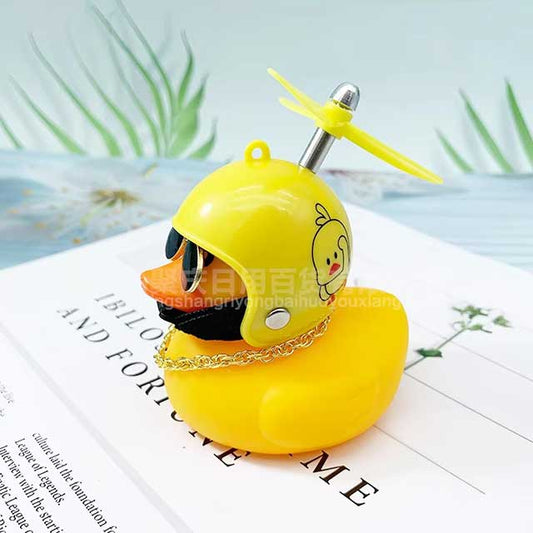Accessoire canard pour casque de voiture et de vélo – Petit canard jaune coupe-vent avec hélice | Pendentif décoratif mignon pour le vélo
