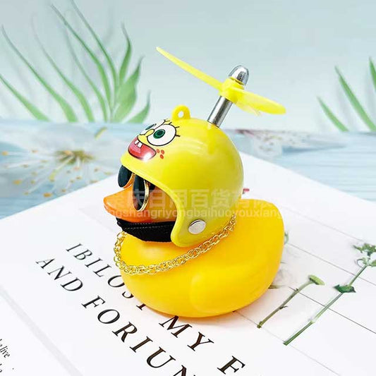 1 Set Car & Bicycle Helmet Duck Accessory – Wind-Breaking Little Yellow Duck with Propeller | Cute Riding Decoration Pendant