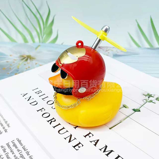 1 Set Car & Bicycle Helmet Duck Accessory – Wind-Breaking Little Yellow Duck with Propeller | Cute Riding Decoration Pendant