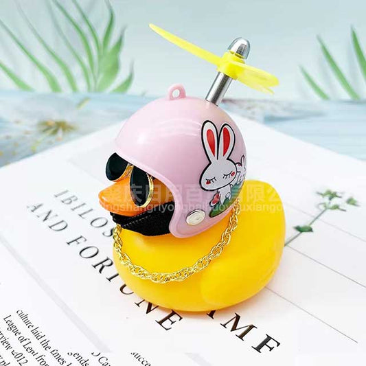 1 Set Car & Bicycle Helmet Duck Accessory – Wind-Breaking Little Yellow Duck with Propeller | Cute Riding Decoration Pendant