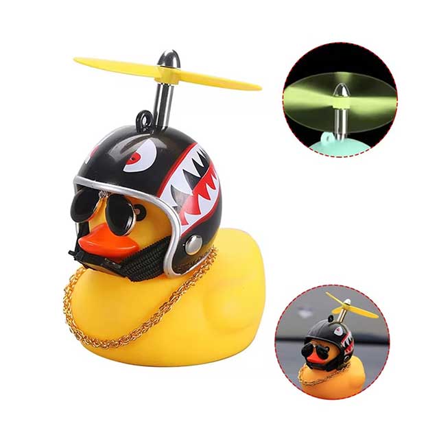 1 Set Car & Bicycle Helmet Duck Accessory – Wind-Breaking Little Yellow Duck with Propeller | Cute Riding Decoration Pendant