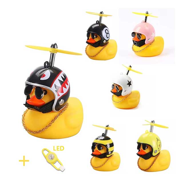 1 Set Car & Bicycle Helmet Duck Accessory – Wind-Breaking Little Yellow Duck with Propeller | Cute Riding Decoration Pendant