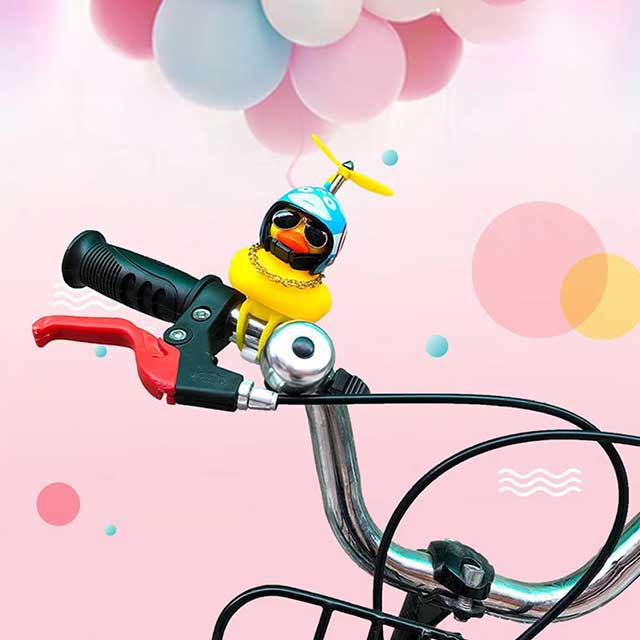 1 Set Car & Bicycle Helmet Duck Accessory – Wind-Breaking Little Yellow Duck with Propeller | Cute Riding Decoration Pendant