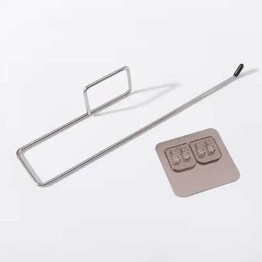 1 Pc Household Bathroom Shelf Towel Rack - Stainless Steel Non-Perforated Wall Hanging Rack for Kitchen, Toilet & Cling Film