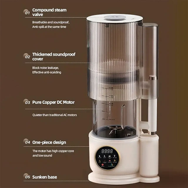 1.5L Large-Capacity Nut Milk & Juice Maker – Low-Noise, High Borosilicate Glass, Automatic Heating for Soy, Almond, & Plant-Based Milk
