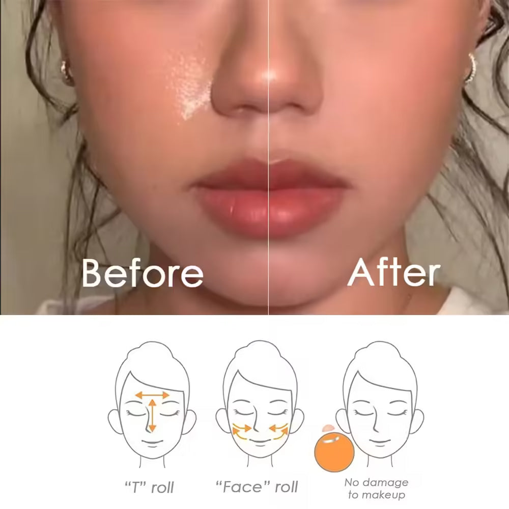 Natural Volcanic Stone Face Oil Absorbing Roller - Makeup Face Skin Care Tool for Facial Pores Cleaning